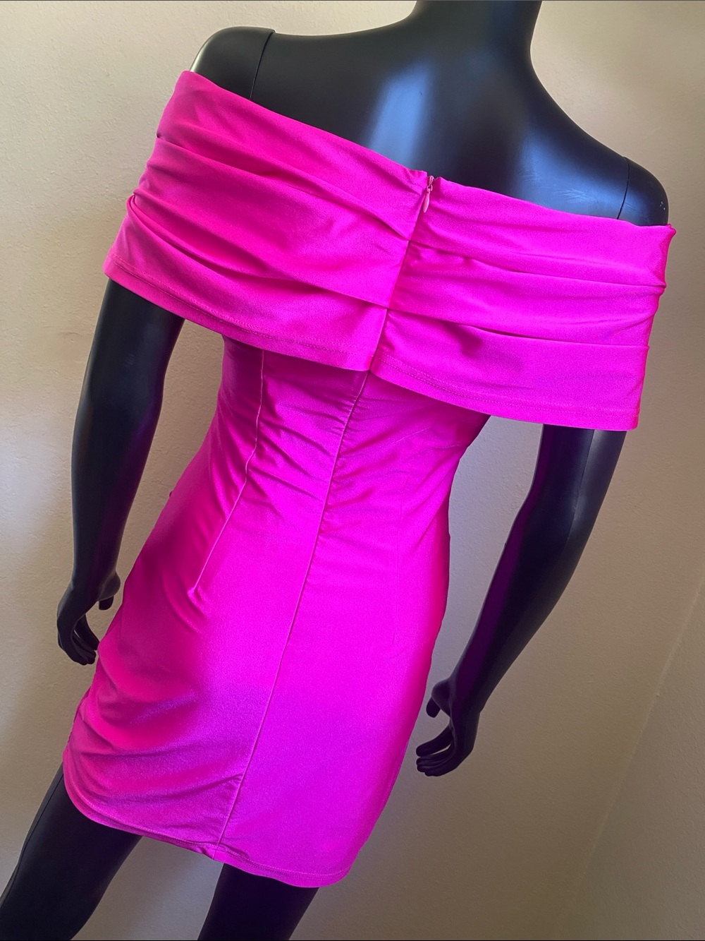 Azalea Wang Fuchsia Pink Barbiecore Glam TayTay Draped Cowl Mini Dress - Picture 7 of 13
